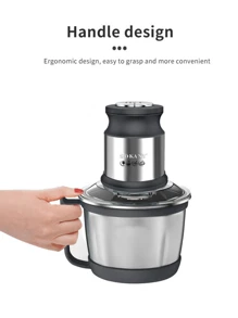 SOKANY 7027 电动绞肉机，电动绞肉机 3L 不锈钢肉类搅拌机食物切碎机，适用于肉类、蔬菜、水果和坚果，配有 4 个锋利刀片。