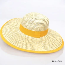 Solid Color & Contrast Color Bohemian Casual Elegant Handmade UV Protection Paper Sun Hats, For Spring, Summer, Autumn