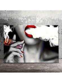 1 Pc The Lover's Room Is Decorated With Smoking Sexy Women Wooden Framed Canvas Painting -  Thickness 2.25cm/0.9inch,Home Gift Decoration, Room Decoration Aesthetic, Wall Decoration Art, Perfect Gift, Autumn And Winter Wall Decoration, Living Room Decoration, Bedroom Decoration, Kitchen Decoration, Entry Decoration, Bathroom Decoration, Direct Wall Painting, High Quality Wall Painting Poster