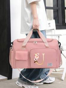 Oxford Cloth Material, Fashionable Style, Wet & Dry Separate, Adjustable Shoulder Strap, Multi-Pocket Storage, Large Capacity Multifunctional Black Travel Bag, Handbag, Crossbody Bag, Shoulder Bag, Separate Space For Storing Shoes, Suitable For Vacation, Travel, Fitness, Exercise, College Bag For School School Accessories School Stuff - Pink - View 22