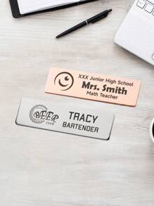 Custom Engraved Name Tag Badge, Personalized Identity Recognition Pin, Business Event Badge With Logo, Custom Teacher Doctor Stylist ID Badge