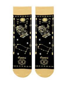 1 par de calcetines unisex personalizados con diseño de signos del zodiaco, calcetines casuales y lindos con estilo de monopatín hasta el tobillo, versátil para uso diario