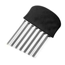 1pc Stainless Steel Wavy Slicer Knife, Wavey Cutter Blade, No Electricity Kitchen Tool For French Fries, Potatoes, Fruits, Veggies, Salad, Carrots, Potato Slicing - Metal Wave Slicer