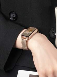 1pc Minimalist Metal Magnetic Watch Strap Compatible With Huawei Band 9/8/7 NFC Version