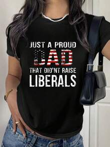 Men Just A Proud Dad That Didn't Raise Liberals Father's Day T-Shirt - 黑色 - 查看 1