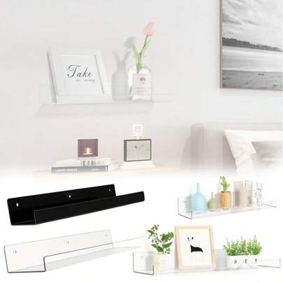 壁挂式收纳架，透明亚克力 U 型盆栽展示架，相框，无需钻孔壁挂式收纳架