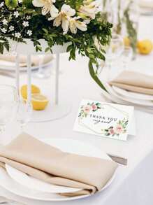 50pcs/20pcs/1pc-Green Leaf Watercolor Place Cards For Weddings Or Parties, Table Seating Cards, Scored, Easy To Fold - Multicolor - View 5