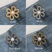 8 piezas/4 Sets de pantalones tipo button con flores, Set de aros de cintura sin costuras ni herramientas, anzuelos decorativos desmontables para jeans sueltos, pantalones, faldas y mangas - Multicolor - Ver 11