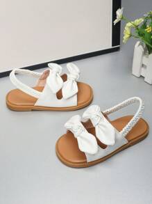 Mädchen Schleife Dekor klassische Mode süß Elastik Band Baby Sandalen Prinzessin Kleinkind weiche Sohle Rundkappe Schuhe, geeignet für Frühling, Sommer, Herbst, Winter