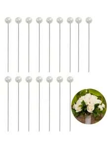 100/200/300 piezas (4*0.45cm) Alfileres de ramo de perlas, cabeza de perla falsa redonda en blanco/rojo/amarillo. Alfileres adecuados para flores transparentes para manualidades DIY, ramos de novia, decoraciones de flor de costura en el pecho, ramos de boda, alfileres de flor para aniversarios de boda, accesorios florales para ramos de boda.