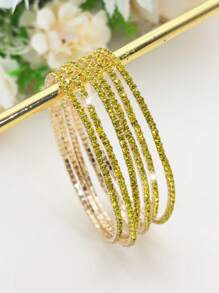 6/12/24/60 chiếc Vòng tay tennis đính đá lấp lánh, Vòng tay co giãn cho nữ dùng cho tiệc tùng, lễ hội, màu tím, vàng, xanh lá, trắng, quà tặng cá nhân hóa - vòng đeo tay - Xem 12