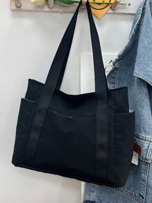 Simple Commuting Versatile Large Capacity Tote Bag, Highly Attractive Artistic College Student Class Shoulder Cloth Bag Beach Bag Travel Bag Luggage - Multicolor - View 8