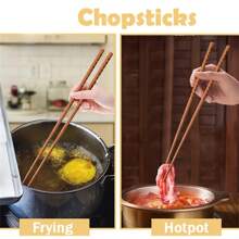 2pcs Super Long Reusable Wooden Chopsticks For Stir Frying, Cooking Noodles & Hot Pot