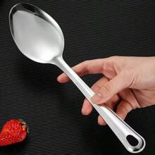 1 set de cuchara de servir y cuchara coladora de acero inoxidable, cuchara coladora de acero inoxidable reforzada, cuchara de servir para fideos fritos del hogar, set de cuchara coladora y cuchara de servir de cocina - Plateado - Ver 6