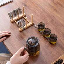 12/6/4/2 Pcs Black Transparent Heat Resistant Glass Small Tea Cups With Handle, Suitable For Home, Office, KTV, Ideal For Drinking Water, Tea, Beverages, Espresso Etc. [Note: No Cup Holder Included]