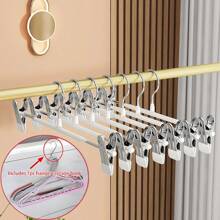 10 pezzi di grucce per pantaloni rivestite antigraffio, clip per pantaloni retrattili multifunzionali, grucce in acciaio inossidabile antiscivolo e antigraffio per gonne, per uso domestico