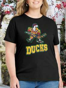 Classic Mighty Ducks Logo Oversize Oversize Women T-Shirt For Ladies Anaheim Ducks Fly Together (Coming Of Age Movie Inspired) - màu đen - Xem 1