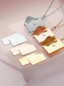 Customized Hot Selling Envelope, Open Love Letter, Engraved Titanium Steel Pendant Necklace, Children's Festival Creative Design Gift