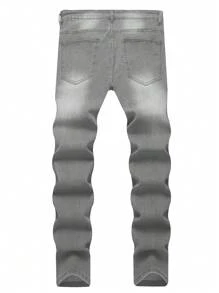 Jeans Skinny Casual Masculino Fashionable Desgastado e Lavado