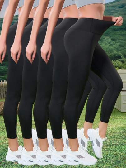 Summer Workout 5pcs Casual Activewear Tight Yoga Pants For Exercise, Fitness, Pilates, Outdoor Running, Yoga Practice