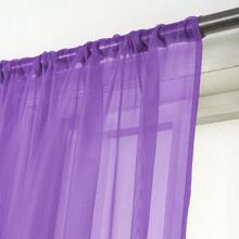 Set Of Two (2) Sheer Window Curtains Panels With Rod Pocket Drape Set Multiple Lengths (63", 84", 95", 108", 120" L) Solid Colors - Lilac Purple - View 2