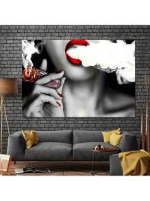1 Pc The Lover's Room Is Decorated With Smoking Sexy Women Wooden Framed Canvas Painting -  Thickness 2.25cm/0.9inch,Home Gift Decoration, Room Decoration Aesthetic, Wall Decoration Art, Perfect Gift, Autumn And Winter Wall Decoration, Living Room Decoration, Bedroom Decoration, Kitchen Decoration, Entry Decoration, Bathroom Decoration, Direct Wall Painting, High Quality Wall Painting Poster