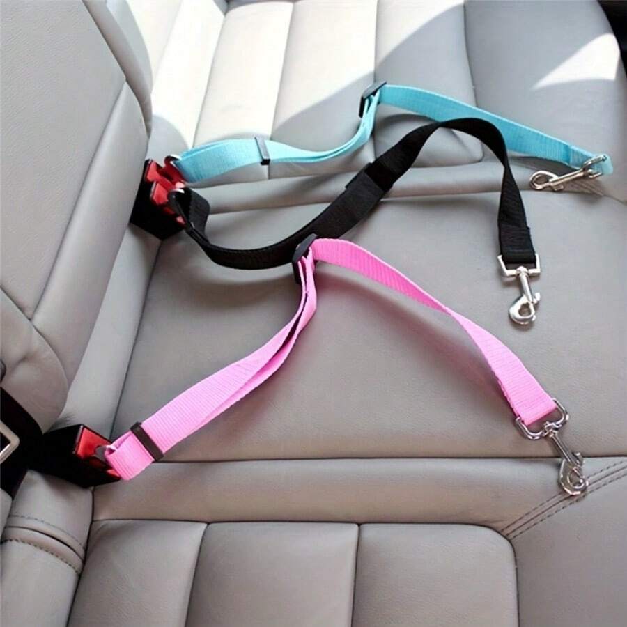 1 pieza Correa de seguridad para mascota en el coche, Correa ajustable para perros y gatos en el asiento trasero, Engancha la correa de forma segura para mantener a tus mascotas a salvo en el coche