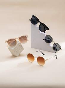 1 Pair/4 Pairs Kids Geometric PC+Metal Frame Fashionable Fashion Glasses For Street Style