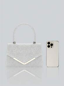 轻巧、商务、休闲时尚女士翻盖晚宴包，配有闪亮的奢华水钻吊坠项链、手链、耳环四件套，华丽精致的派对手提包，是派对女孩、新娘、大学生的完美钱包，配有可拆卸金属链的单肩斜挎包，非常适合舞会、宴会、派对、婚礼、节日派对 - 彩色 - 查看 11