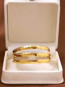 1/3/6件套简约经典几何棱柱金色开口手链，女士日常佩戴，精致珠宝礼品，不含包装盒 - 6M - 查看 3