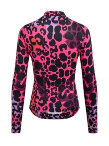 HISERWA Conjunto de jersey de ciclismo de manga corta con estampado de leopardo morado, jersey de ciclismo transpirable y de secado rápido para mujer, jersey de ciclismo de manga larga transpirable y de secado rápido para bicicleta de montaña - Rosa - Ver 6