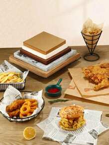 50pcs, Baking Tray, Thickened Greaseproof Paper, Pad Paper, Greaseproof Paper, French Fries Burger, Food Paper - White Black Text - View 5