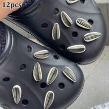 12pcs Funny Sunflower Seeds Fashion DIY Shoe Charms, Detachable Decor For Women Casual Sandals & Clogs, Suitable For Daily Wear And Birthday Party Gifts