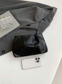 新款春夏时尚纯色手拿包，褶皱云朵包，休闲信封包，化妆包，旅行配件包，内衬包，洗漱包，收纳袋 - 黑色 - 查看 8