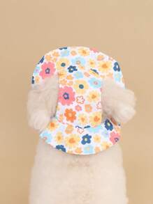 Polyester Sun Protection Colorful Floral Ear Hat, Anti-Slip, Adjustable, Sunshade Function, Suitable For Small Pet Dogs For Year-Round Outdoor Wear (Not Suitable For Large Dogs) - Multicolor - View 6