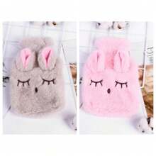 Calentador de manos de peluche con conejo entrecerrado los ojos, removible y lavable, bolsa de agua caliente rellena de agua - Multicolor - Ver 16