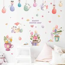 Easter Bunny Easter Egg Children's Room Entrance Cabinet Wardrobe Classroom Bedhead Decoration Wall Stickers Living Room Bedroom Outdoor Refrigerator Stickers Kitchen Stickers Dining Room Decoration Beautification Home Wall Stickers Waterproof And Detachable PVC Material Gifts Birthday Graduation Home Decor Wall Decor Bathroom Decor Bedroom Decor Room Decoration Stuff Living Room Decor House Decor Home Decor Living Room Wall Paper Personalised Stickers