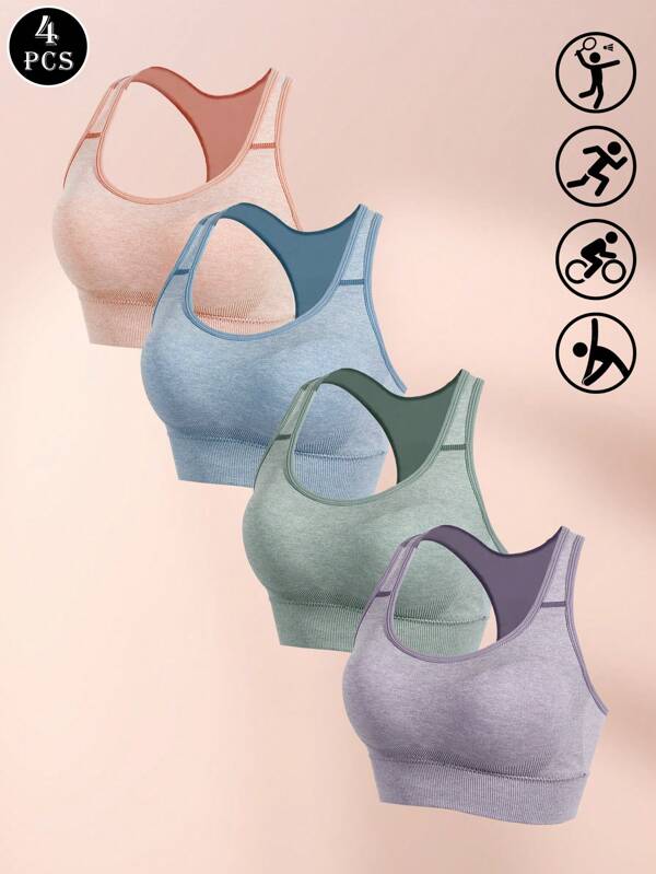 4pcs Women Sports Camisole Set, Comfortable Undergarments