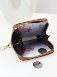 MINGYOU New Mini Messenger's Wallet Fashion Embroidery Soft Double Zipper Multi-Function Large Capacity Mobile Phone Bag Sweet Cute Exquisite Women's Young Student Messenger Bag Suitable For Shopping Dating Gift For Women Wallet Purse Wallet - Brown - View 3