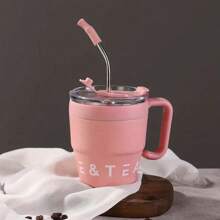 1pc Insulated Stainless Steel Coffee Cup With Straw, Spill-Proof And Portable - 1 Piece Of Coffee Cup With Handle and Straw - View 14