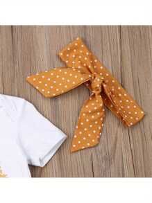 3Pcs Baby Girl Outfit Set Casual Letter Print Romper+Shorts+Headband Suits Infant Summer Clothes