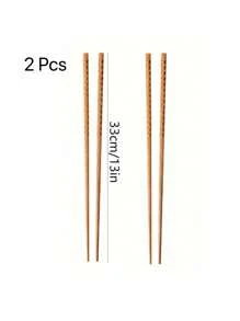 2pcs Super Long Reusable Wooden Chopsticks For Stir Frying, Cooking Noodles & Hot Pot