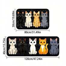 1 Pc Available: Durable And Comfortable Cute Kitten Pattern Non-Slip Kitchen Mats For Home, Office, And Bathroom Various Sizes Available:(19.69*31.49in&15.75*47.24in)