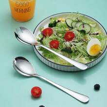 2pcs Salad Server Set, Stainless Steel Salad Spoon Salad Fork, Salad Serving Set For Home/Kitchen/Restaurant/Party/Easter/Mother's Day, Mirror Polished, Dishwasher Friendly