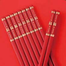 5Pairs Multicolor Scenic Pattern Chopsticks, Chinese Chopsticks Reusable Fiberglass Dishwasher Friendly, For Sushi, Ramen, Asian Cuisine, Matte Non-Slip Family/ Hotel/ Restaurant Japanese Chop Sticks, Christmas&New Year Chopstick Gift, Traditional Red(Random Color And Style)