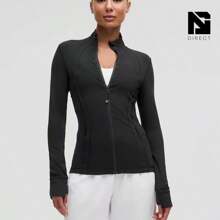 Lululemon Define Jacket Nulu Women's Lightweight, Full Zip Running Track Jacket-For Yoga Gym Running-Sweat-Wicking-Yoga-All Seasons Sport-Spring/Summer-Autumn/Winter-Mother's Day Gifts-Father's Day Gift - 黑色 - 查看 1