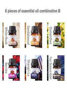 6-Scent Combination Set Of Essential Oil For Aromatherapy Diffusers, Humidifiers, Aroma Burners, Aroma Lamps, Diffusing Stones, Suitable For Use In Aroma Diffusers, Humidifiers, Aroma Burners, Aroma Lamps, Diffusing Stones, Can Be Used During Ramadan And Valentine's Day As Gifts. Birthday Graduation