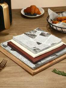 50pcs, Baking Tray, Thickened Greaseproof Paper, Pad Paper, Greaseproof Paper, French Fries Burger, Food Paper - White Black Text - View 9