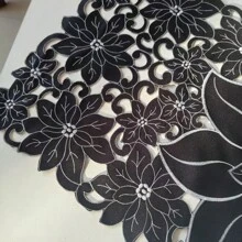 1pc Rectangular Spring Element Table Runner, Placemat - Suitable For Restaurants, Coffee Tables, Cabinets, Holiday Parties And Gatherings Decoration - Black - View 6