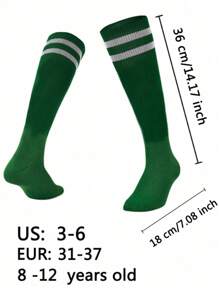 6 Pairs Teenage Team Sports Over-The-Knee Socks, Children Football Socks, Solid Color & Stripe Knee-High Sports Socks For 8-12 Years Old Boys And Girls